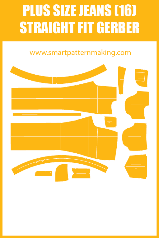 Plus Size Jeans Straight Fit Sewing Pattern Download. Gerber, DXF, and illustrator format included. - smart pattern making