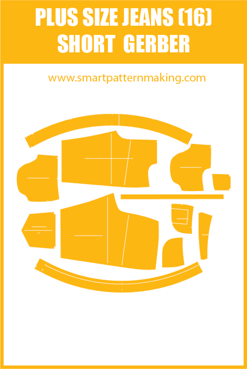 Plus Size Jeans Shorts Sewing Pattern Download. Gerber, DXF, and illustrator format included. - smart pattern making