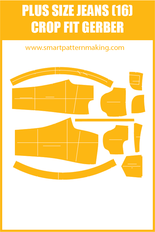 Plus Size Jeans Crop Fit Sewing Pattern Download. Gerber, DXF, and illustrator format included. - smart pattern making