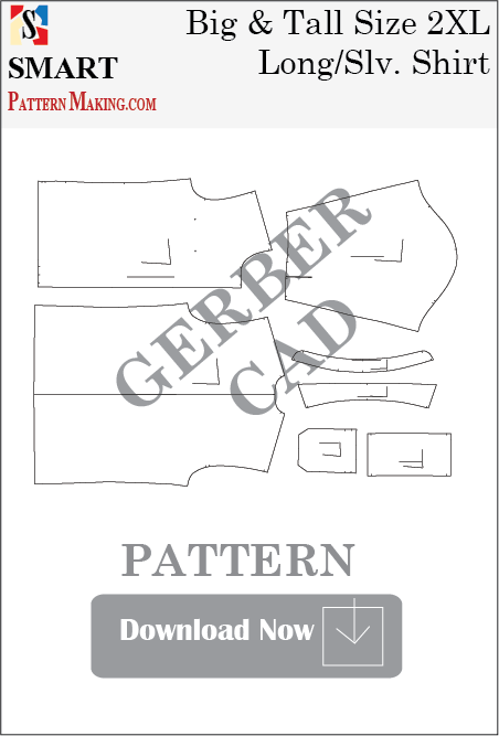 Big and Tall Long Sleeve Shirt Downloadable Gerber/CAD Pattern - smart pattern making