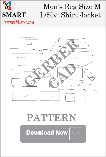Men's Long Sleeve Shirt Jacket Downloadable Gerber/CAD Pattern - smart pattern making