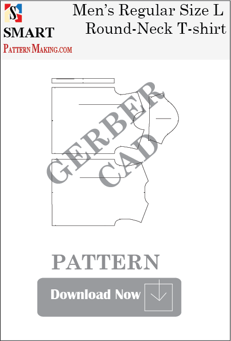 Men's Round Neck T-Shirt Downloadable Gerber/CAD Pattern - smart pattern making